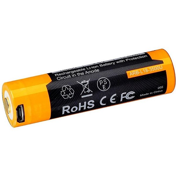 Bateria Recarregável 18650 3500Mah Fenix Arb-L18-3500U Com Conexão Micro-Usb
