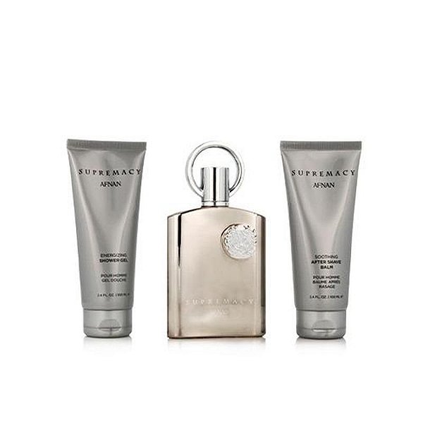 Kit Afnan Supremacy Prata Eau de Parfum Masculino 100ML - 3 Peças