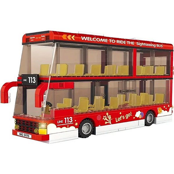 Ônibus Turístico Intercity - Conjunto de Blocos de Montagem Wange 5970 (436 Peças)