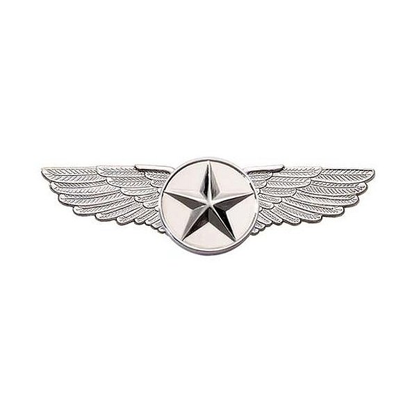 Emblema Grande de Estrela Prateada com Asas (6,4CM)