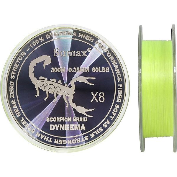 Linha Multifilamento Sumax Scorpion Braid X8 35Mm 60Lbs 300M - Trançado resistente para pesca profissional.