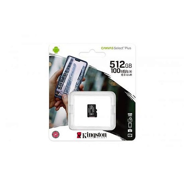 Cartão De Memória Microsd Kingston 512Gb Velocidade De Leitura De 100Mb/S - Modelo Sdcs2/512Gbs