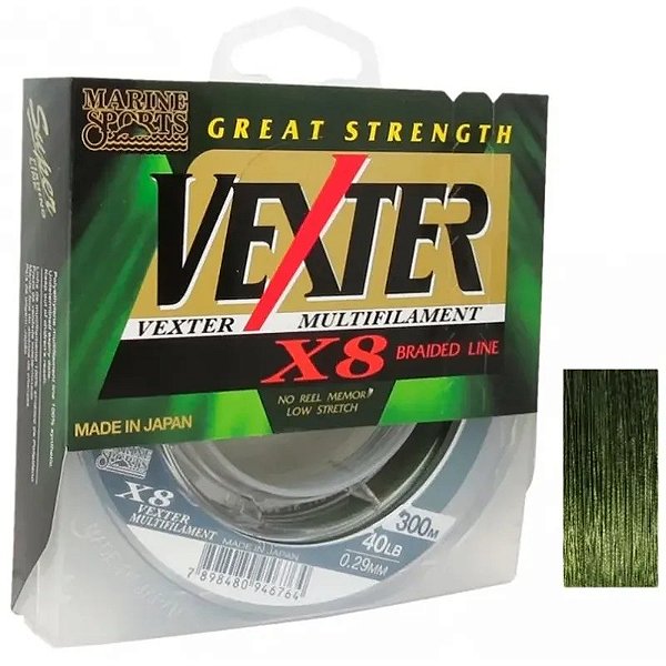 Linha Multifilamento Vexter X8 0.29Mm 40Lb - 300M Para Pesca Esportiva