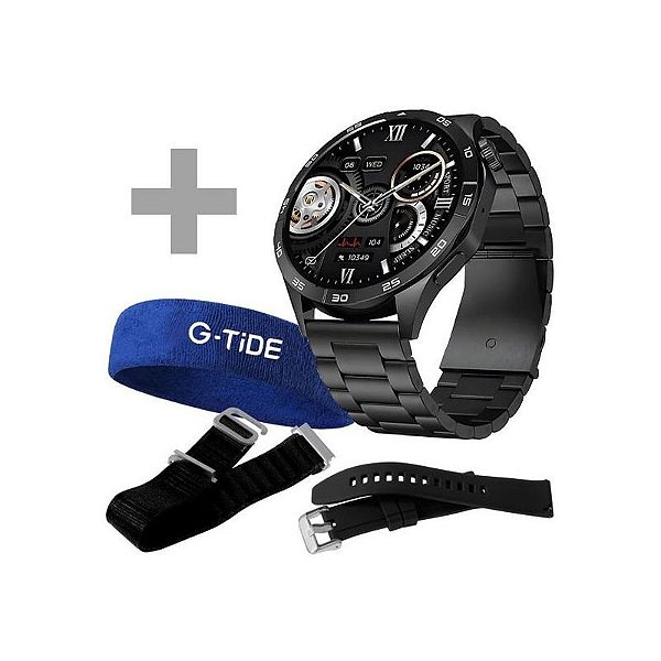 Relógio Inteligente G-Tide Power com Bluetooth - Preto + 2 Pulseiras Adicionais