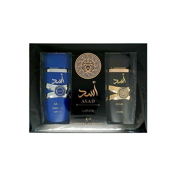 Kit de Perfumes Masculinos Lattafa Asad - EDP 100ML + Asad Zanzibar - EDP 100ML
