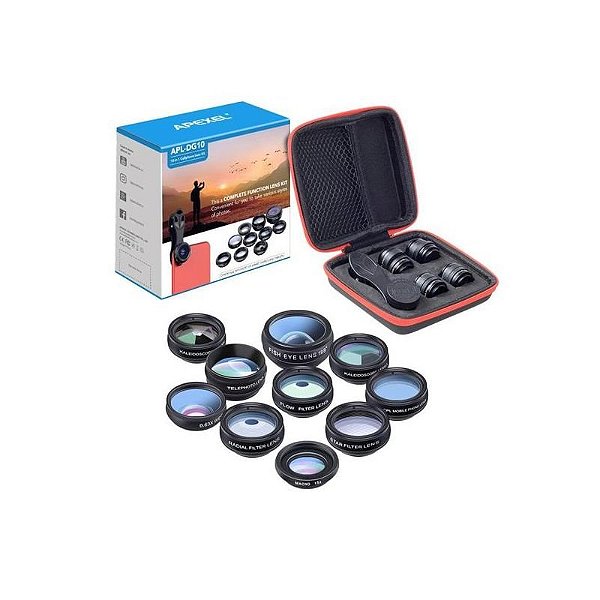 Conjunto de Lentes Apexel DG10 para Câmeras de Celular