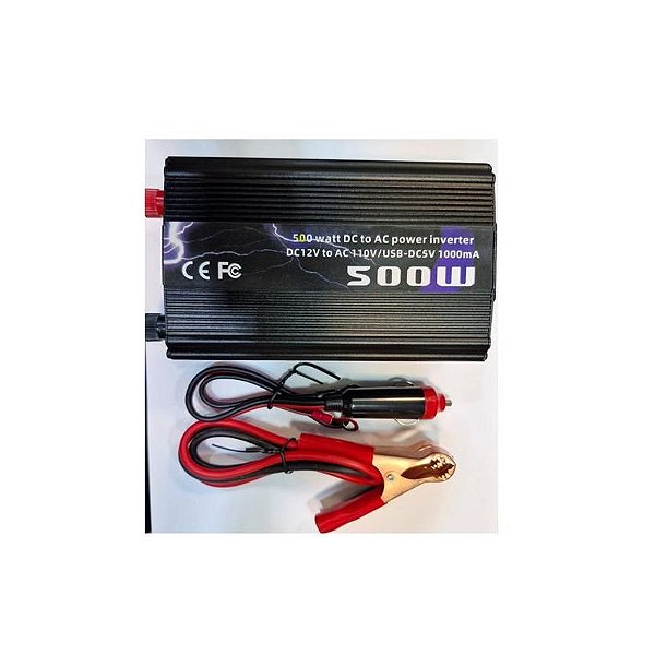 Inversor Veicular 500W 12V/110V-120V com Porta USB-A e Frequência de 50Hz