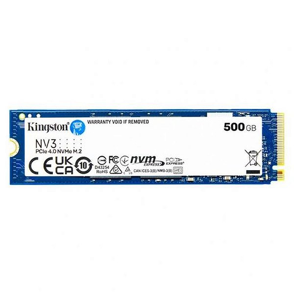 SSD Kingston NV3 500GB M.2 NVMe - Leitura 5000MB/s e Gravação 3000MB/s - SNV3S/500G