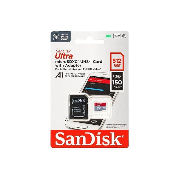 Cartão de Memória Micro SD Sandisk 512GB Classe 10 com Velocidade de 150MB/s