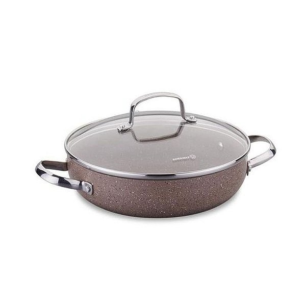 Panela Korkmaz com Tampa Marrom - Baixa 28x6,5 cm para Cozinha e Preparos Gourmet