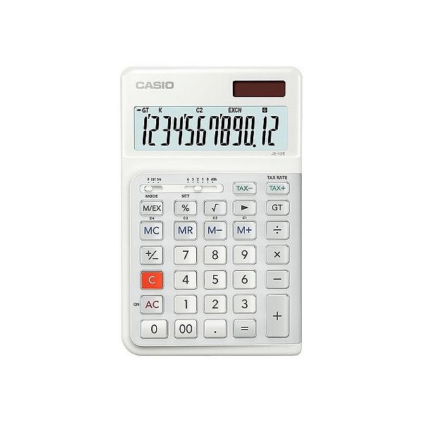 Calculadora Compacta Casio Je-12E-We - Branco - Calculadora De Mesa Compacta - Alimentação Dupla