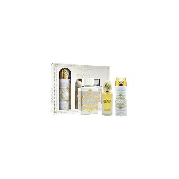 Kit de Perfume Lattafa Bade e Al Oud Honor & Glory 100ML com 2 Itens Extras
