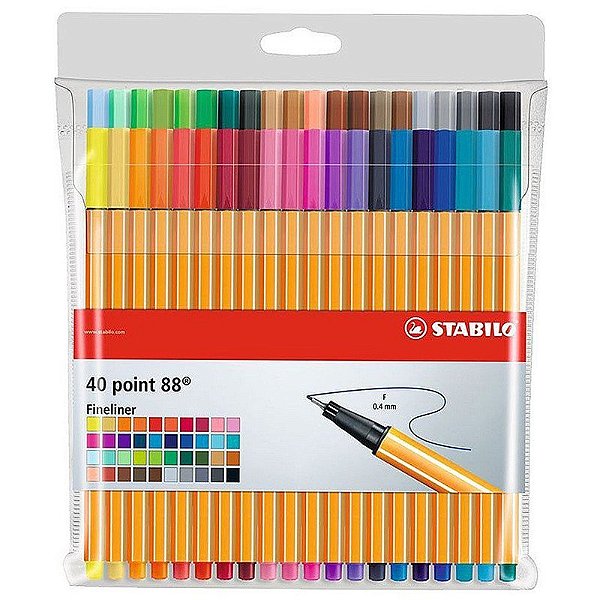 Caneta Stabilo Point 88 - Kit Com 40 Cores