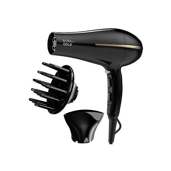 Secador de Cabelo Gama Gold Bora 2200W - Preto/Dourado, 220-240V, 50/60Hz