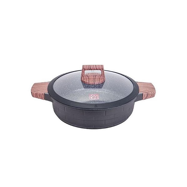 Frigideira de Indução Ucc Life com Revestimento de Granito e Tampa Preta - 28cm