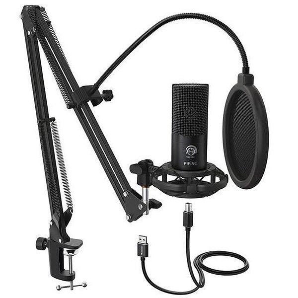 Microfone USB Fifine T669 com Acessórios para Streaming e Podcast profissional