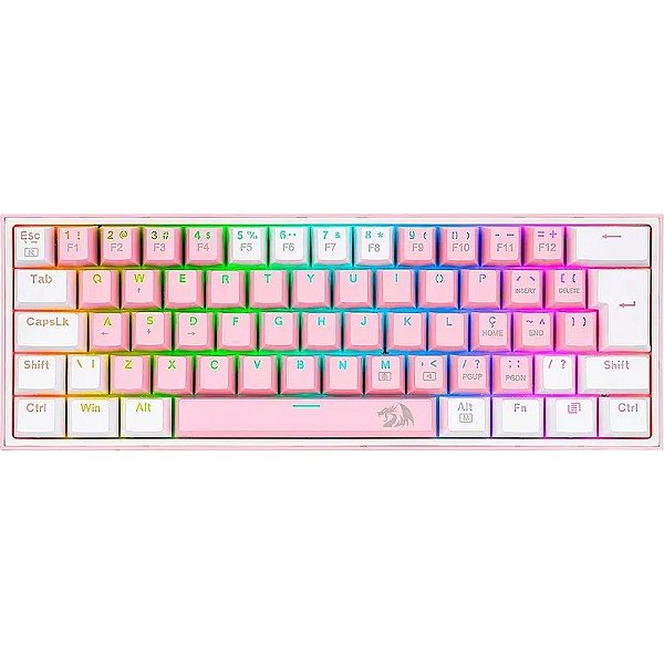 Teclado Gamer Redragon Fizz K617-R Rainbow com Fio - Switch Azul (Inglês)