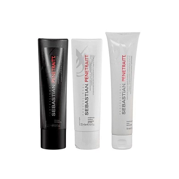 Kit de Reconstrução Intensa Sebastian Penetraitt - Shampoo, Condicionador e Máscara 250/250/150ML