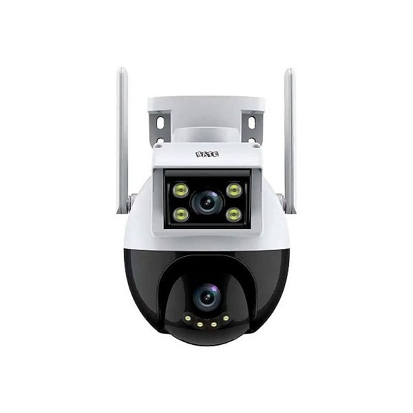 Câmera IP A-CAM008D 4MP com Duas Lentes, Antenas Wi-Fi e Slot para MicroSD - Branco/Preto