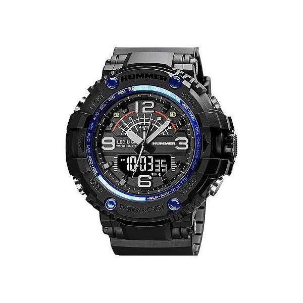 Relógio Hummer WH2-224038 Multifuncional com Pulseira de Borracha Preta