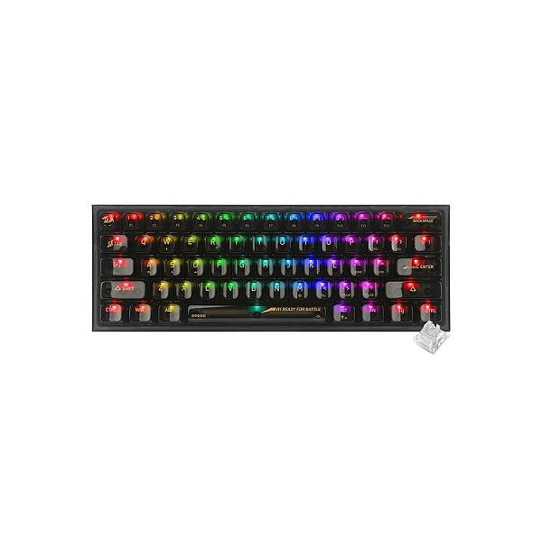 Teclado Mecânico Gamer Redragon K617CTB-RGB Fizz Mini USB - Preto Transparente