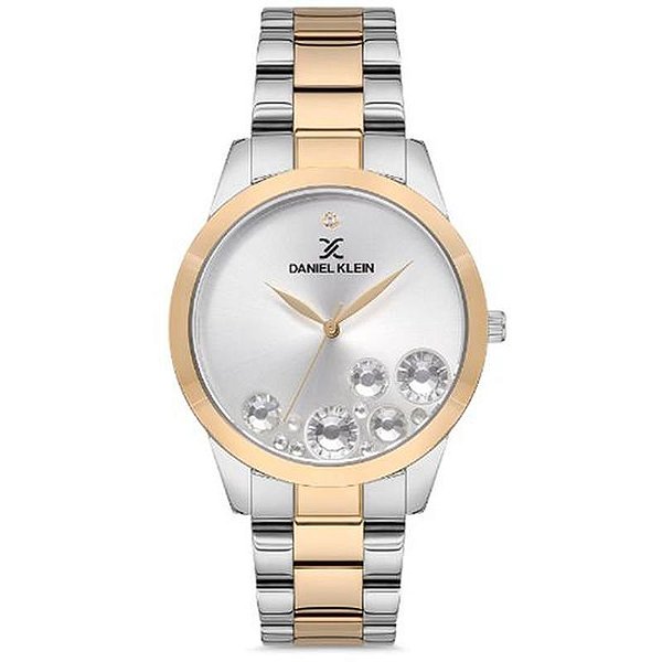 Relógio Feminino Daniel Klein DK.1.12612-3 Luxo em Prata e Ouro