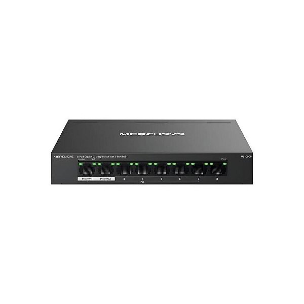 Switch Hub Mercusys MS108GP Poe+ 8 Portas Gigabit - Preto e Eficiente