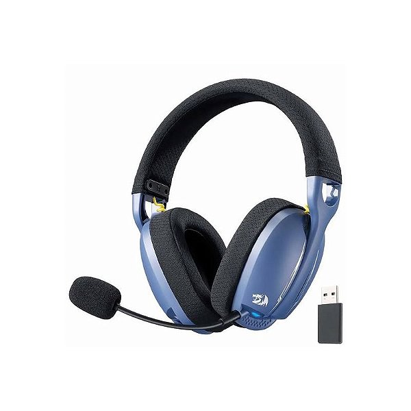 Fone de Ouvido Gamer Redragon H878BB Skuld Pro Sem Fio - Preto e Azul