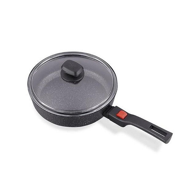 Frigideira Antiadherente com Tampa e Cabo Removível 24cm - Preto