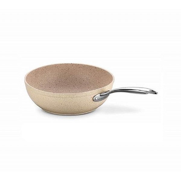Wok Korkmaz Granita Bege Alumínio 24x6,5 cm para Cozinha Professional