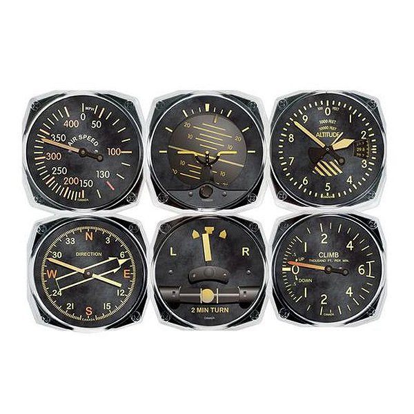 Conjunto de Undercoasters Vintage de Instrumentos - 6 Peças em Acrílico Trintec