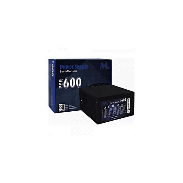 Fonte de Alimentação 600W Mtek Psr600 80Plus 24P Semimodula - Fonte de Energia Eficiente e Confiável