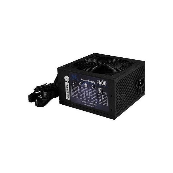 Fonte de Alimentação 600W Mtek PSR-600 80 Plus Semi Modular 24P