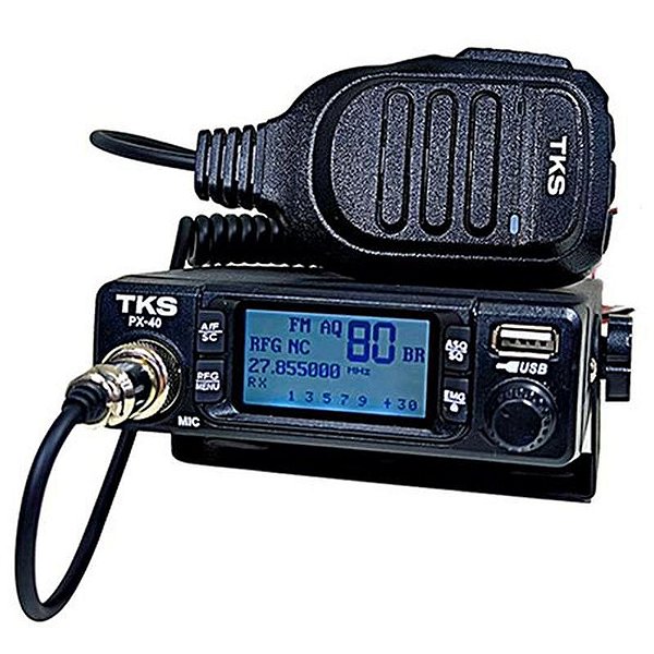 Rádio Amador TKS PX-40 - 80 Canais - Transmissão AM/FM - Cor Preto