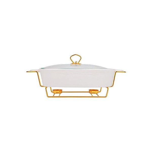 Rechaud de Porcelana Retangular 31 x 22 cm para Servir com Elegância