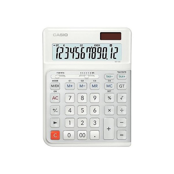 Calculadora Digital Compacta Casio De-12E-We - Cor Branca