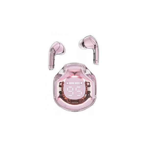 Fone de Ouvido Bluetooth Sem Fio Acefast T8 LED Cristal Cor-de-Rosa