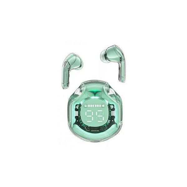 Fone de Ouvido Sem Fio BT Acefast T8 - Cristal Verde LED