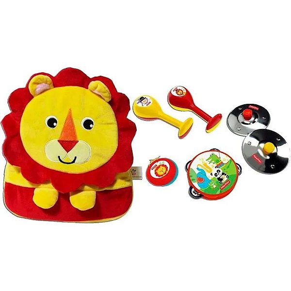 Mochila de Instrumentos Musicais Fisher-Price - Kit Leão 4 Peças