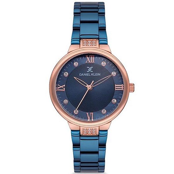 Relógio Feminino Daniel Klein DK.1.12548-5 Azul Premium com Detalhes em Rosé Gold
