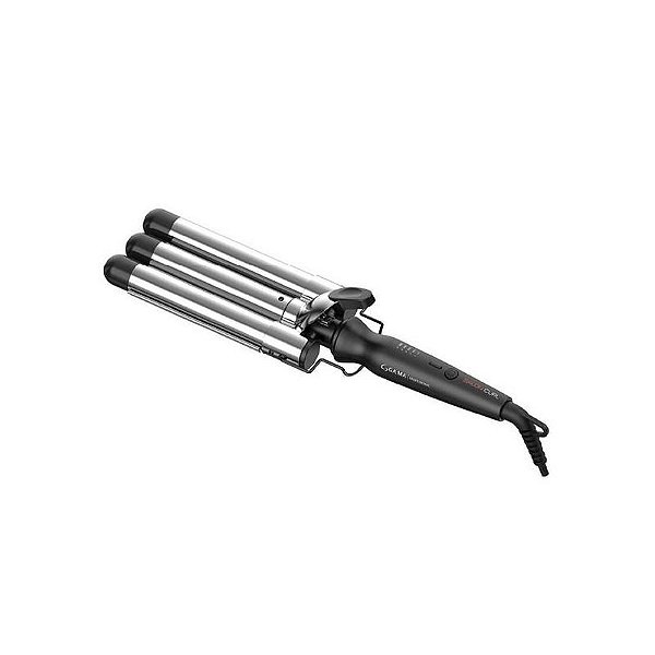Modelador de Cabelo Gama Salon Triferro Waves 220°C - Bivolt Preto e Prata