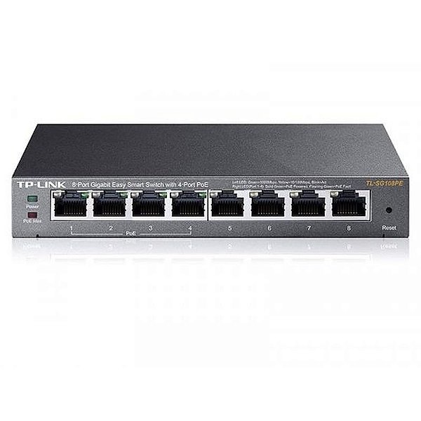 Switch Gerenciável TP-Link 08P TL-SG108PE 10/100/1000 - Hub Ethernet com Fonte de Alimentação Ecológica