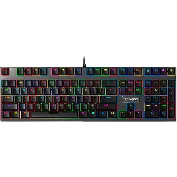 Teclado Mecânico Rapoo V700RGB Preto - Iluminação RGB e Conexão via Fio (Inglês)