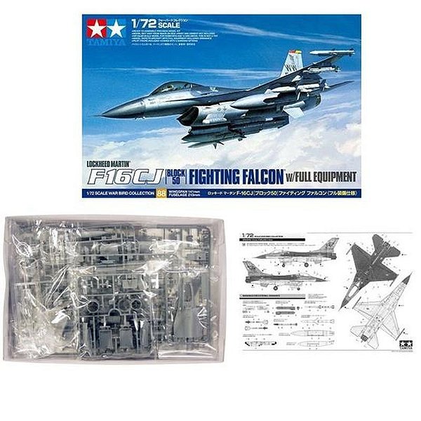 Modelo Plástico Tamiya 1:72 F-16 CJ Falcon de Combate - Código 60788