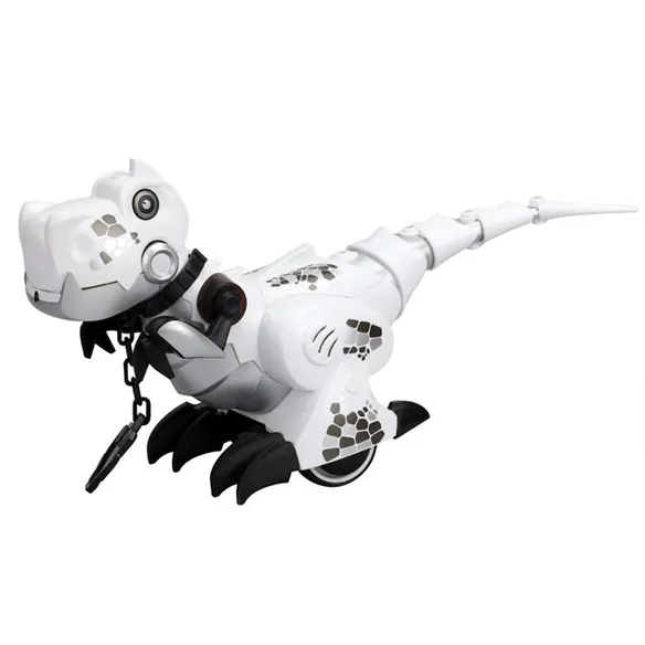 Treinador de Dinossauros Robô Prateado com Controle Remoto - Modelo Branco