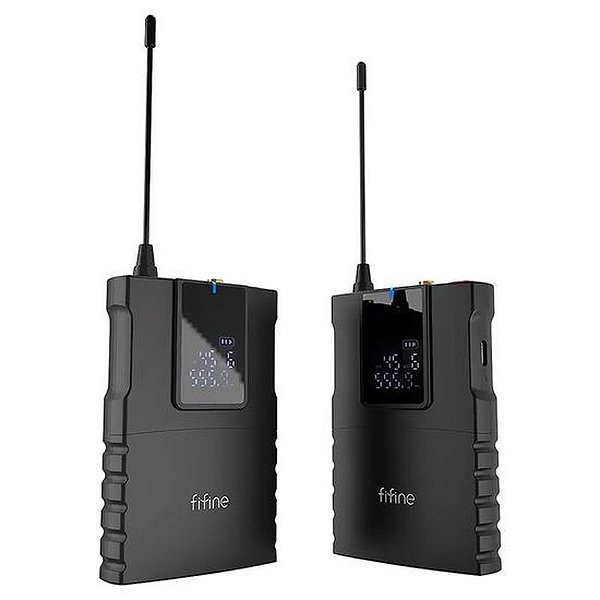 Microfone Wireless Fifine C8 - Recarregável USB/3.5mm - Preto, Lapela