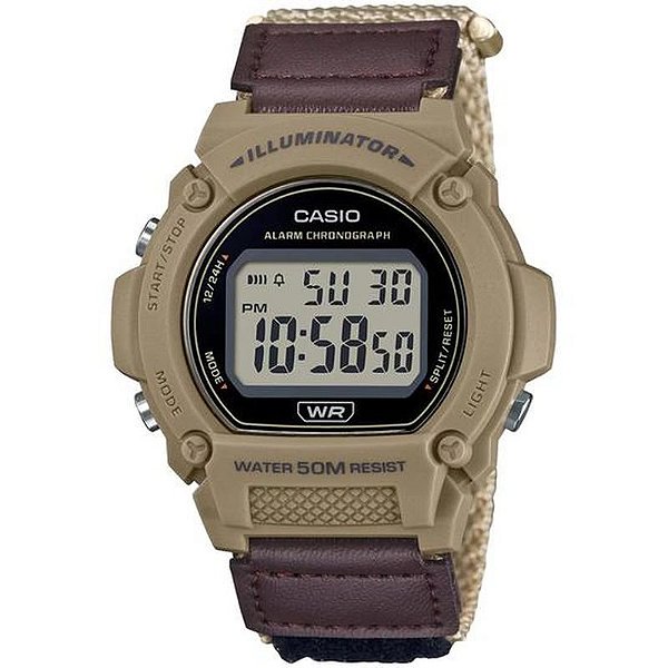 Relógio Casio W-219HB-5AVDF Masculino - Marrom Claro com Luz Integrada