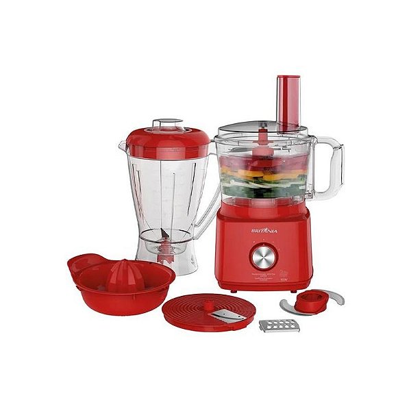 Multiprocessador Britania BMP900V: Processador, Liquidificador e Espremedor - Vermelho 220V