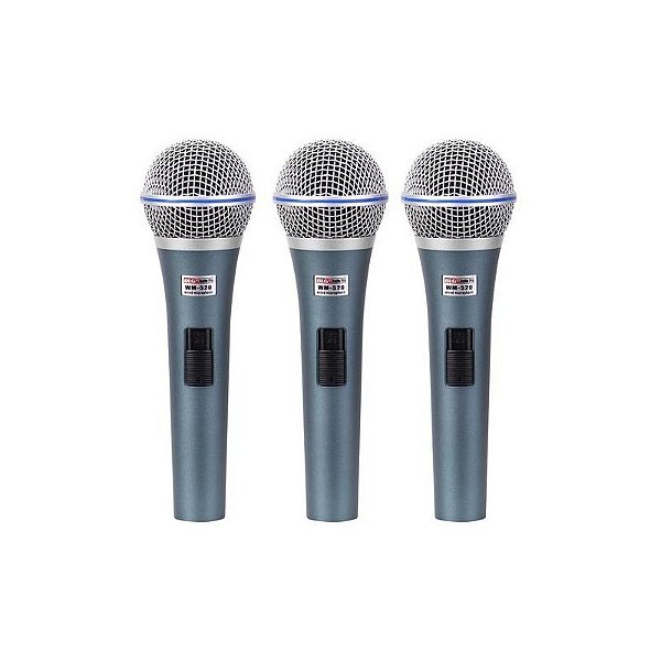 Microfone com Fio BLG WM-520 - Pacote com 3 Unidades - Cor Azul