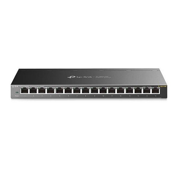 Switch de Rede Gigabit Tp Link Sg116E - 16 Portas 1000Mbps - Cinza